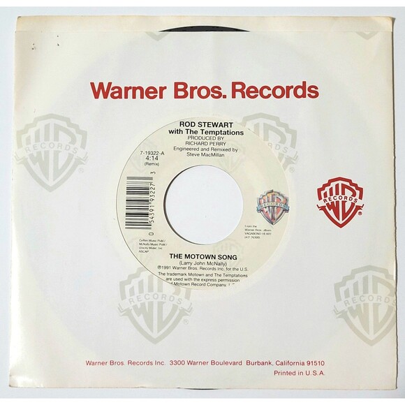 Rod Stewart Temptations The Motown Song / Sweet Soul Music 45 RPM M- Rock '91 - Picture 1 of 2